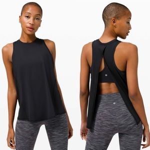 Lululemon All Tied Up Tank Top Black Open Back Pima Cotton Yoga Pilates